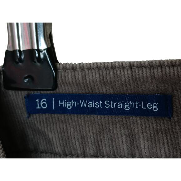 Talbots Gray High Waist Straight Corduroy Dress Pants Size 16 Cotton Blend Zip - Picture 11 of 14